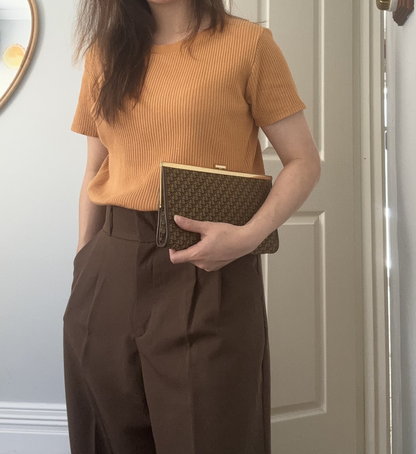 Christian Dior Brown Oblique Clutch