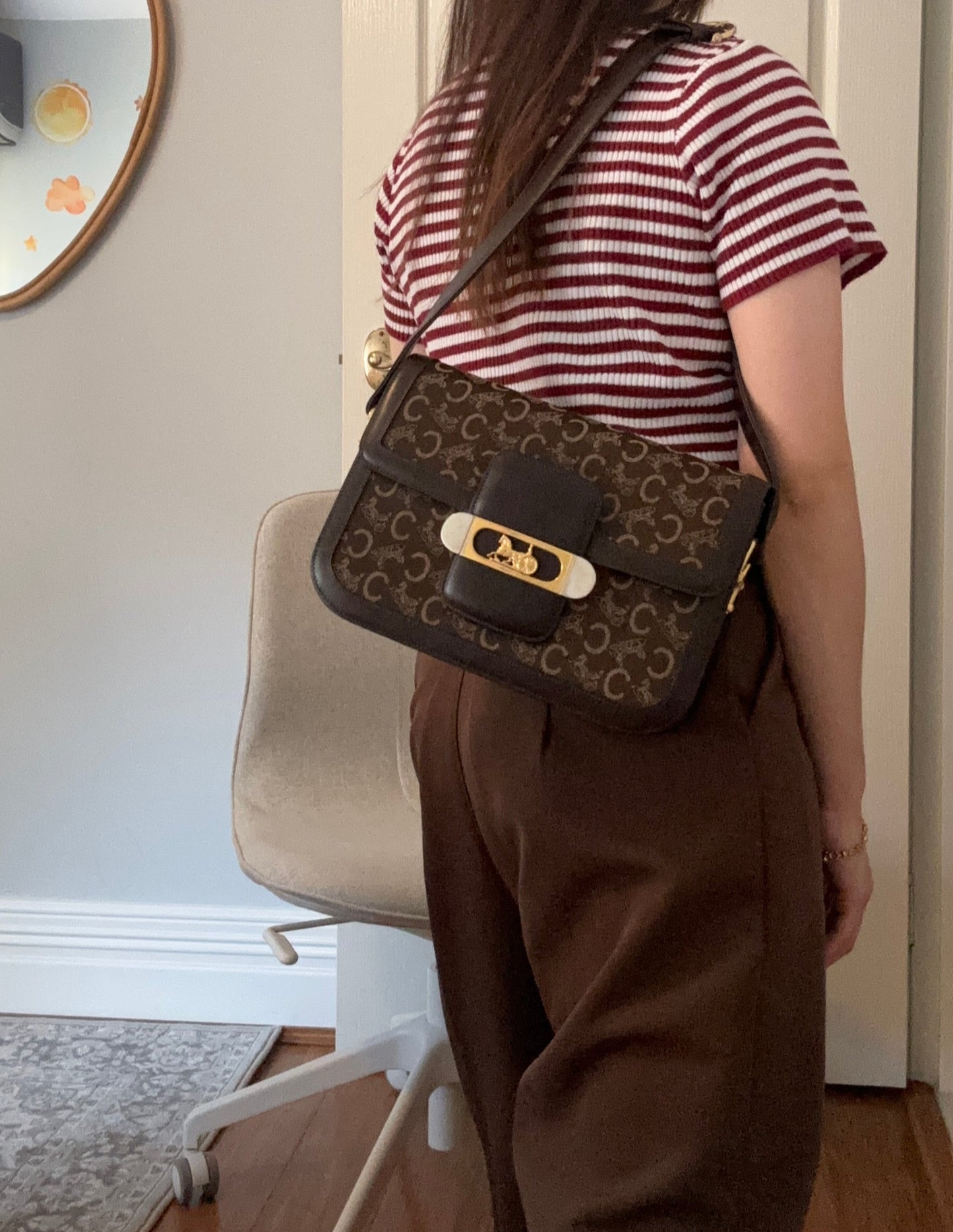 Celine Vintage Two-Tone Horse Carriage Box Bag