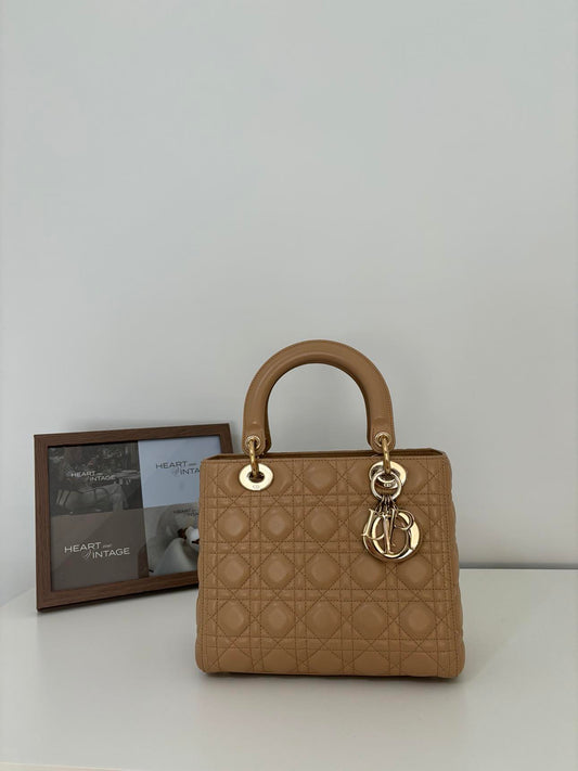 Lady Dior Medium in Biscuit Beige with LGHW