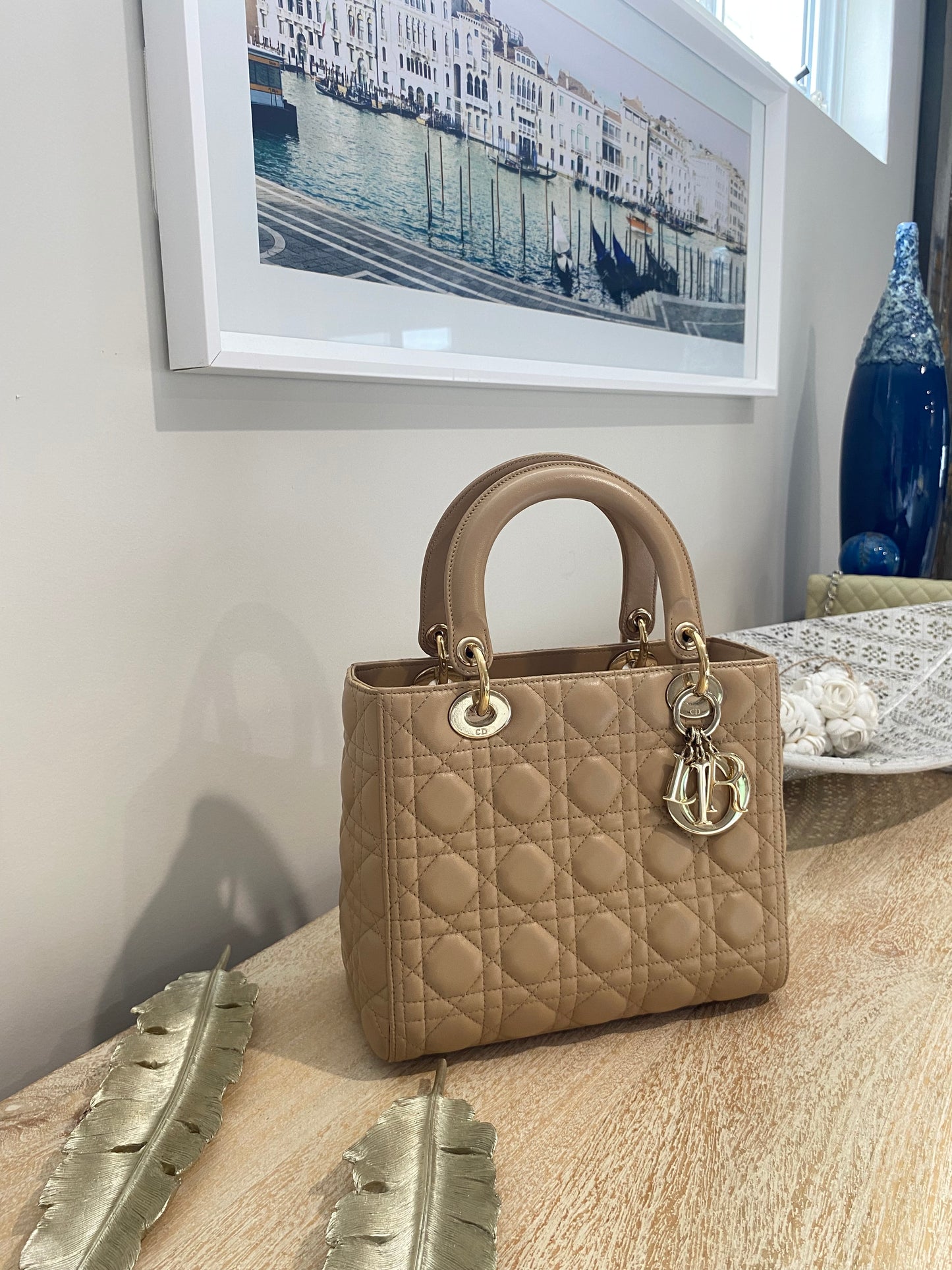 Lady Dior Medium in Biscuit Beige with LGHW