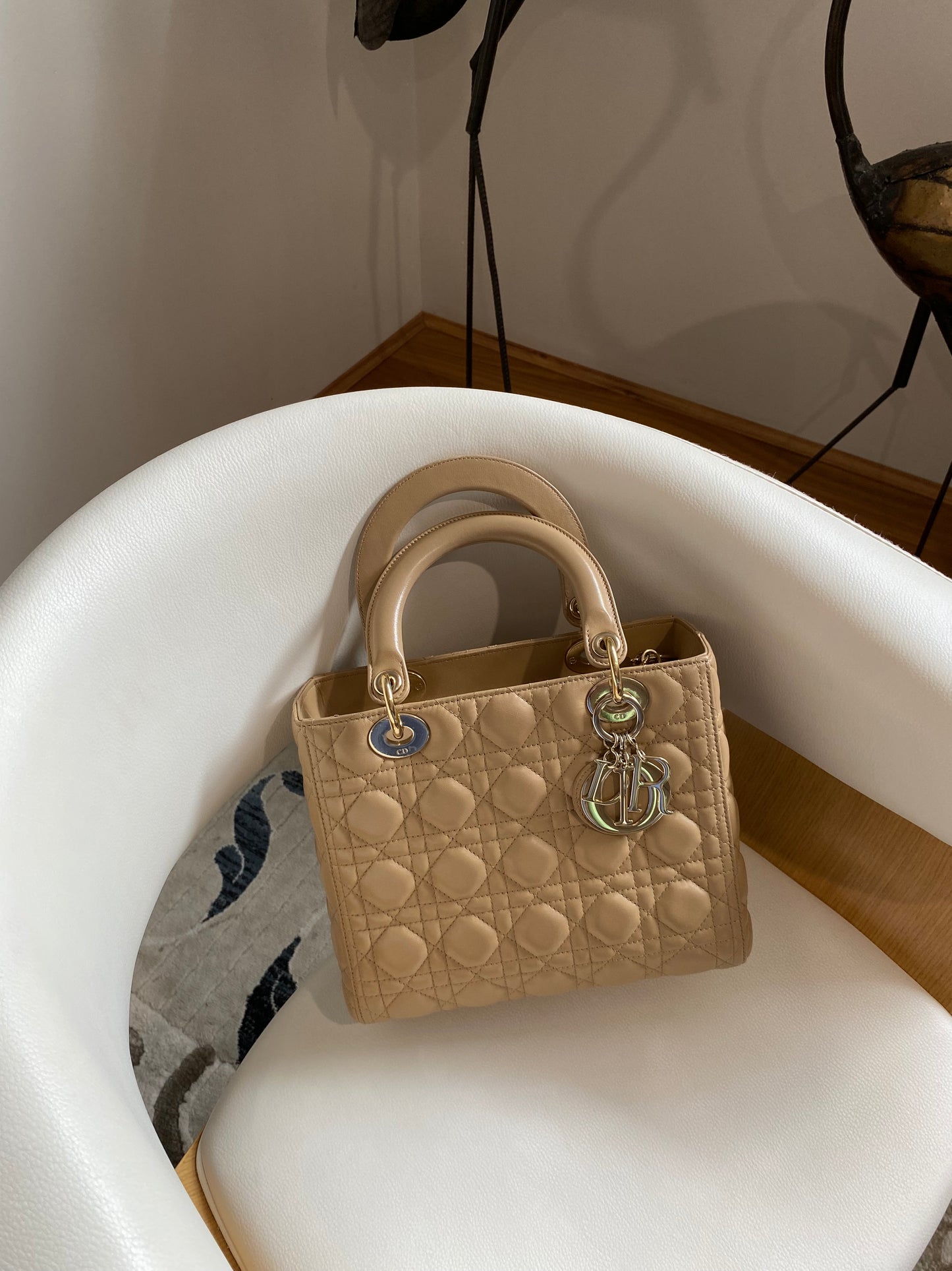 Lady Dior Medium in Biscuit Beige with LGHW