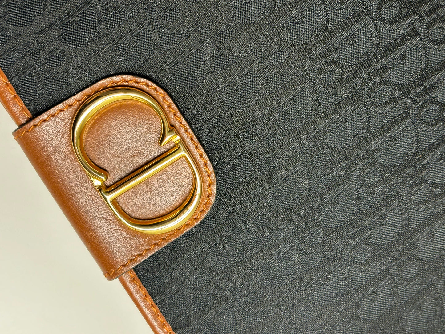 Christian Dior Black Oblique with Brown Leather Trim