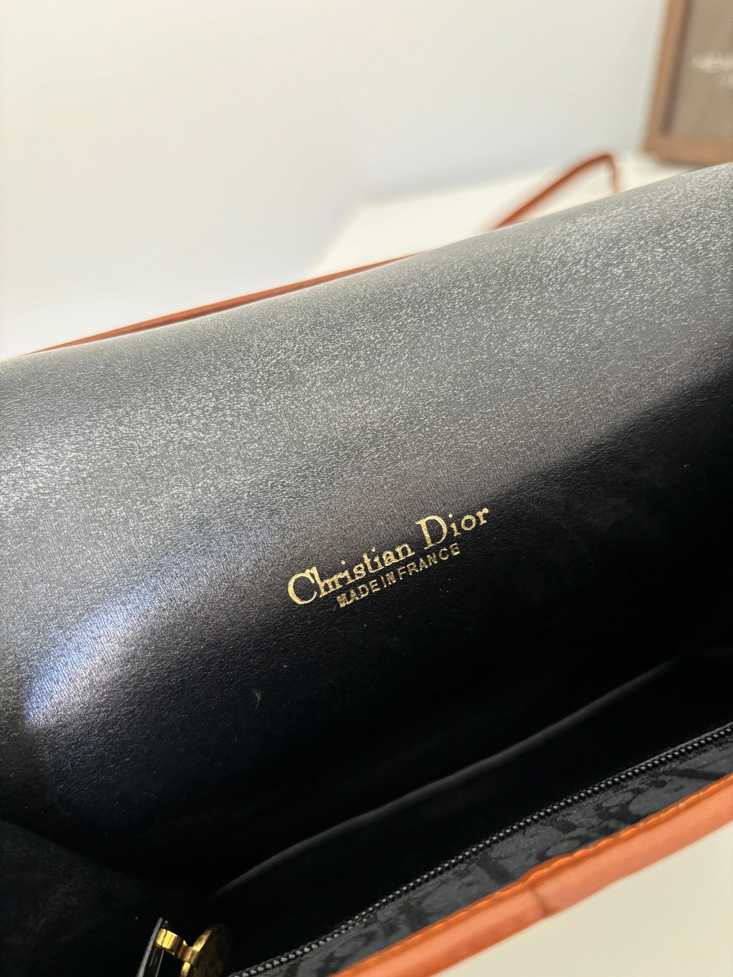 Christian Dior Black Oblique with Brown Leather Trim