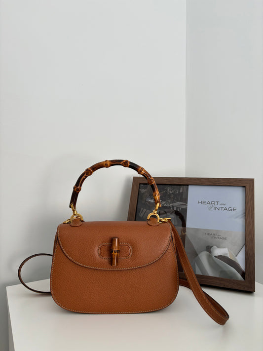 Gucci Bamboo 1947 Small Top handle in Brown grained leather