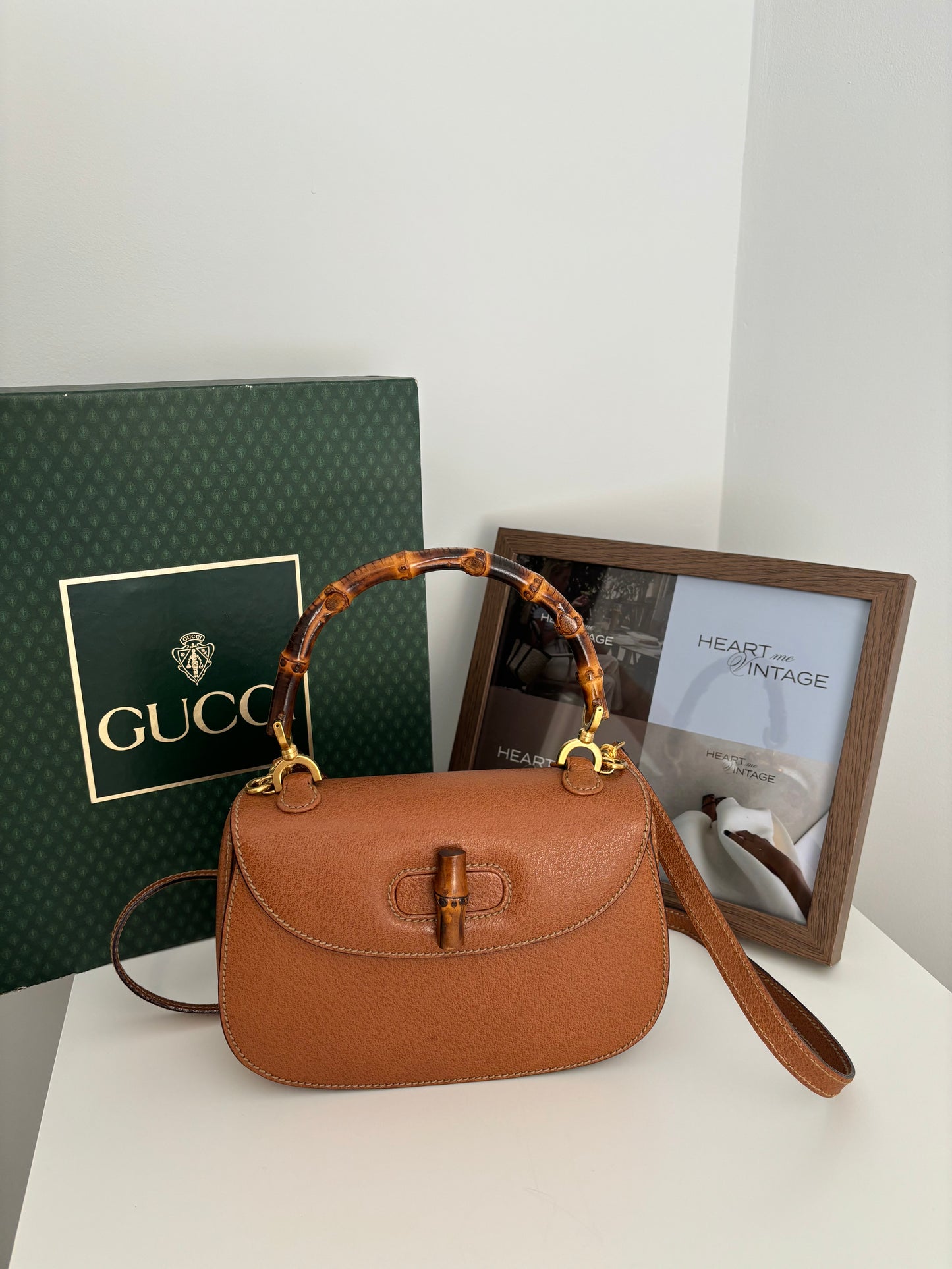 Gucci Bamboo 1947 Small Top handle in Brown grained leather