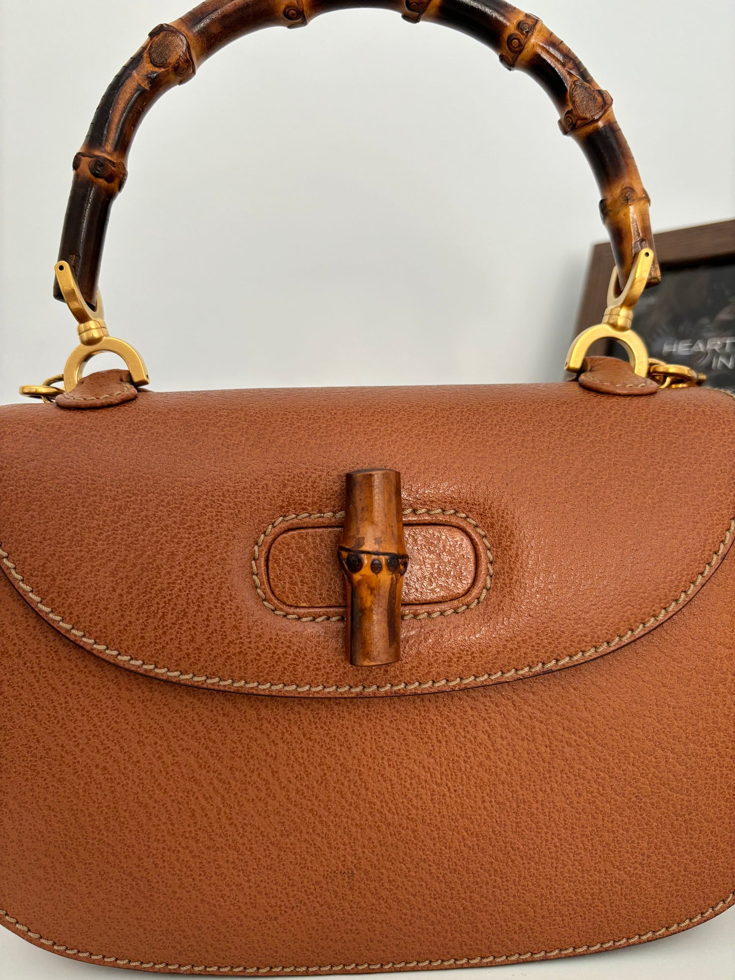 Gucci Bamboo 1947 Small Top handle in Brown grained leather