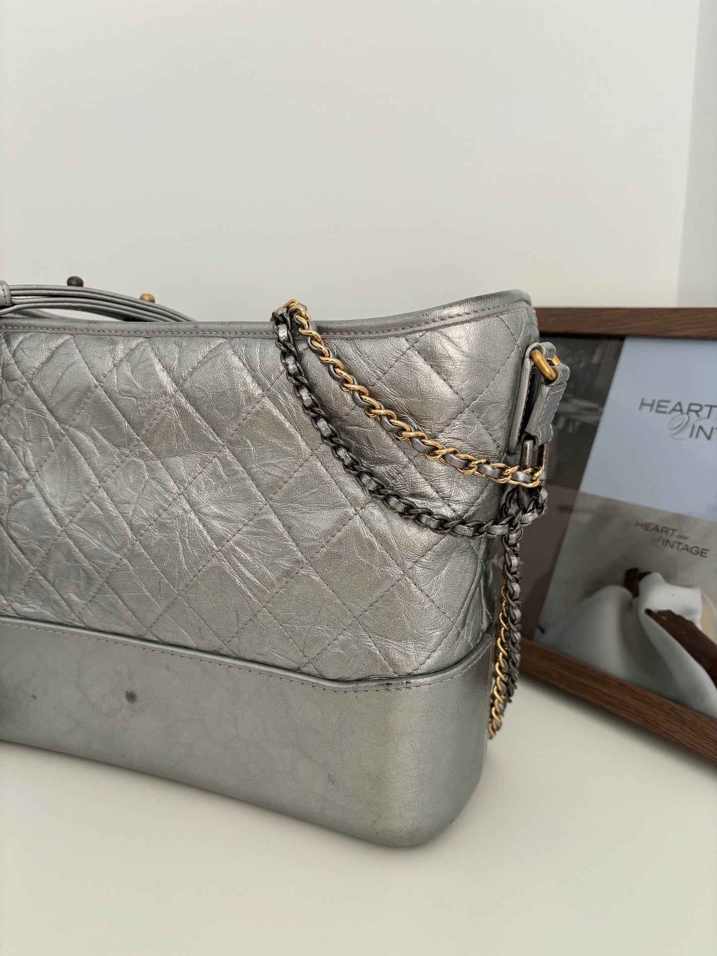 Chanel Gabrielle Old Medium in Metallic Silver Calfskin