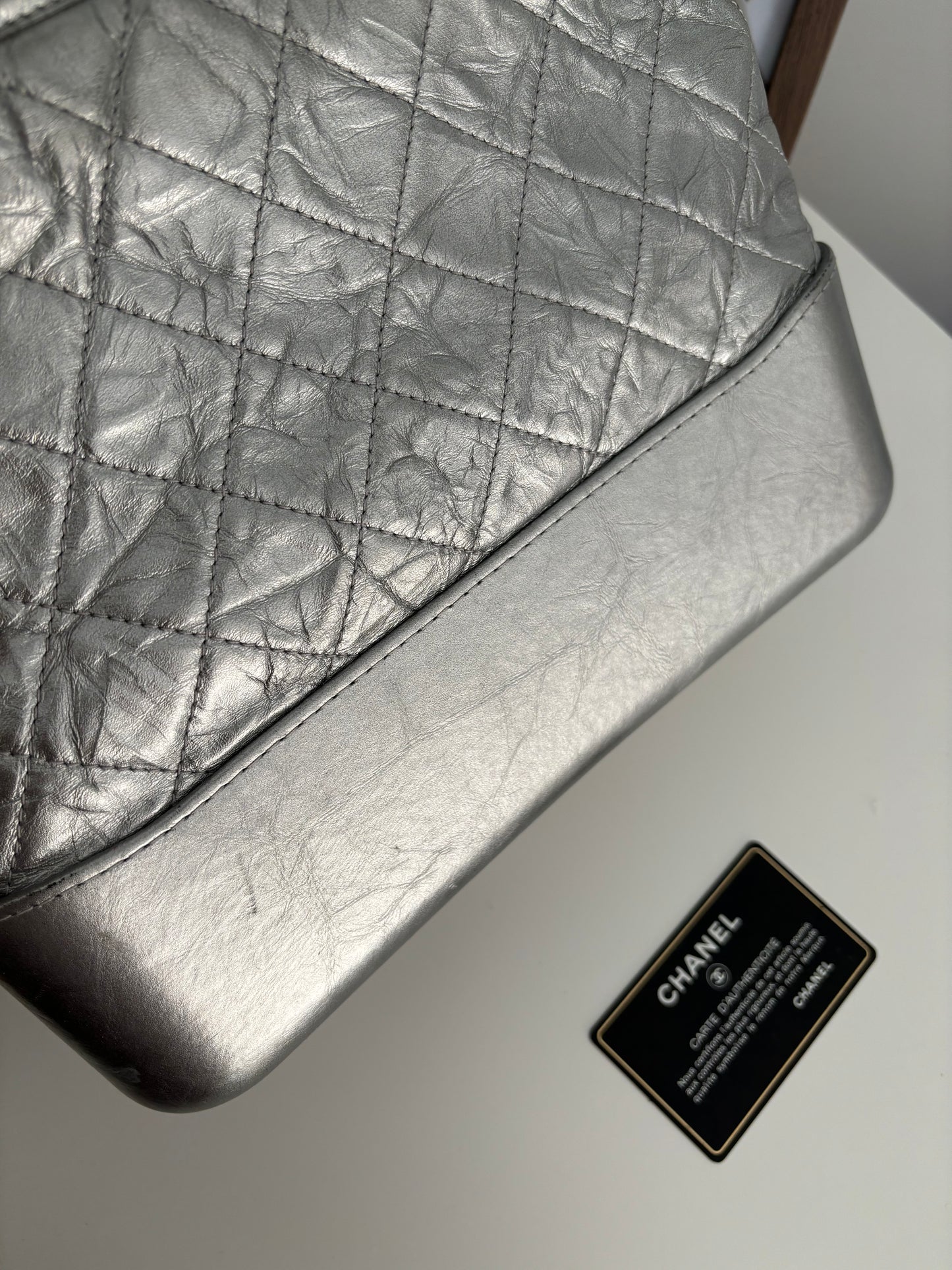 Chanel Gabrielle Old Medium in Metallic Silver Calfskin