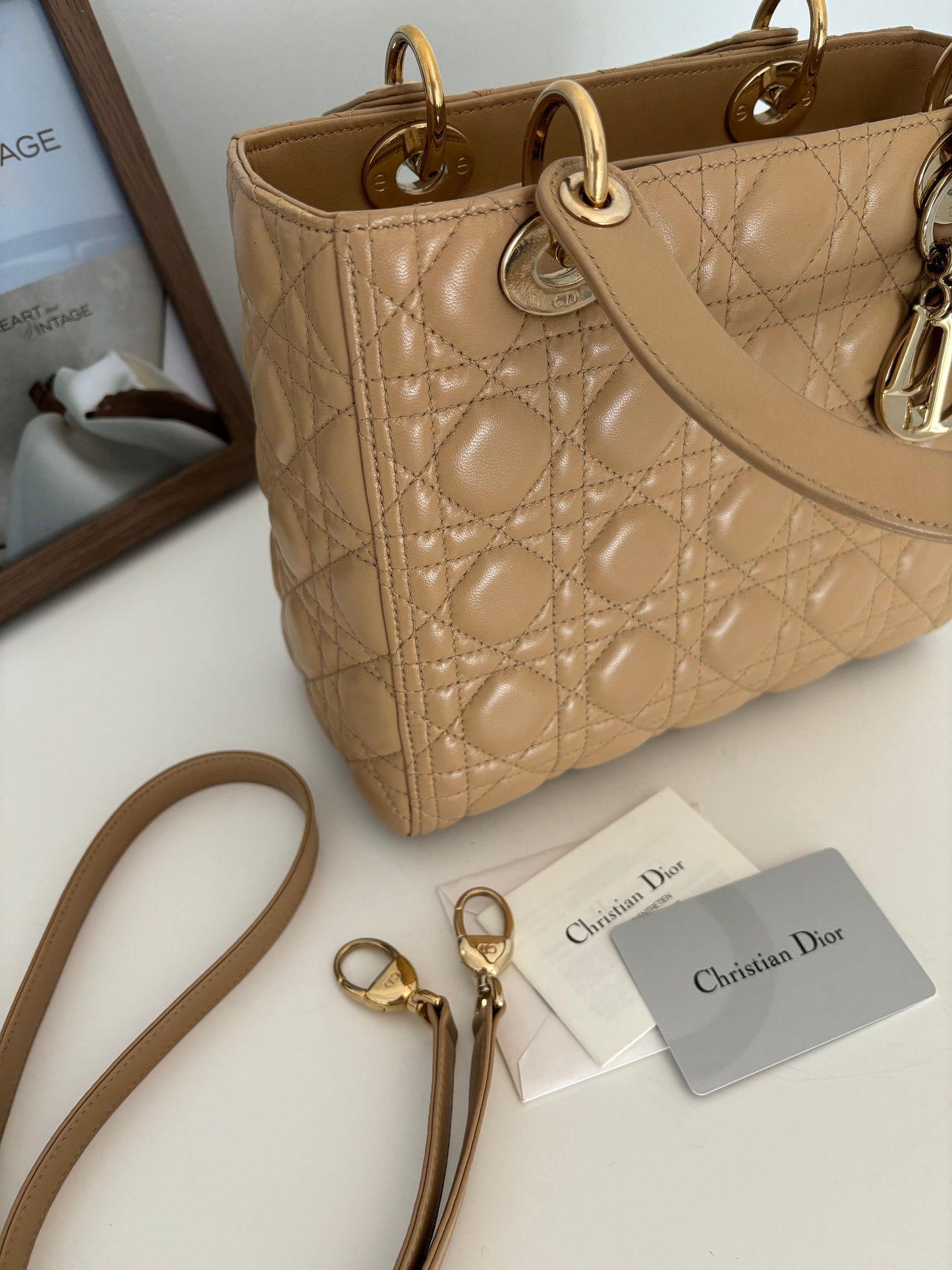 Lady Dior Medium in Biscuit Beige with LGHW