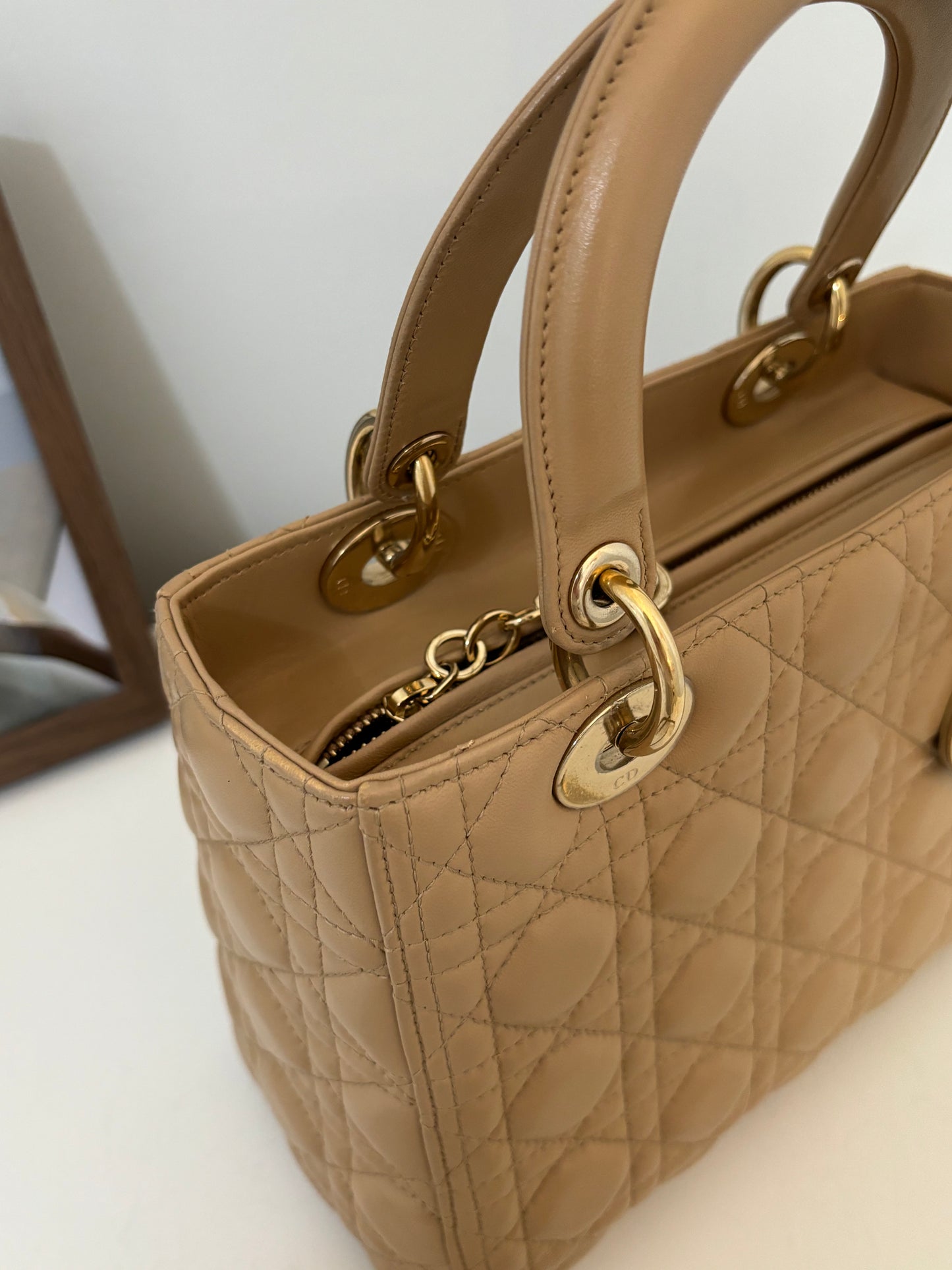 Lady Dior Medium in Biscuit Beige with LGHW