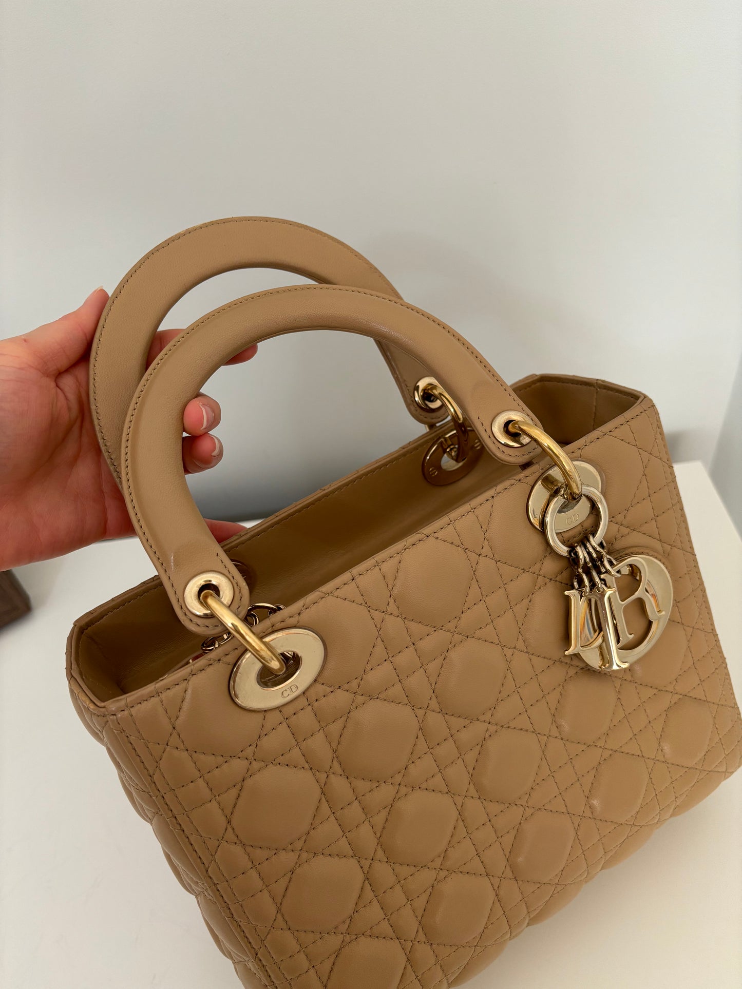 Lady Dior Medium in Biscuit Beige with LGHW