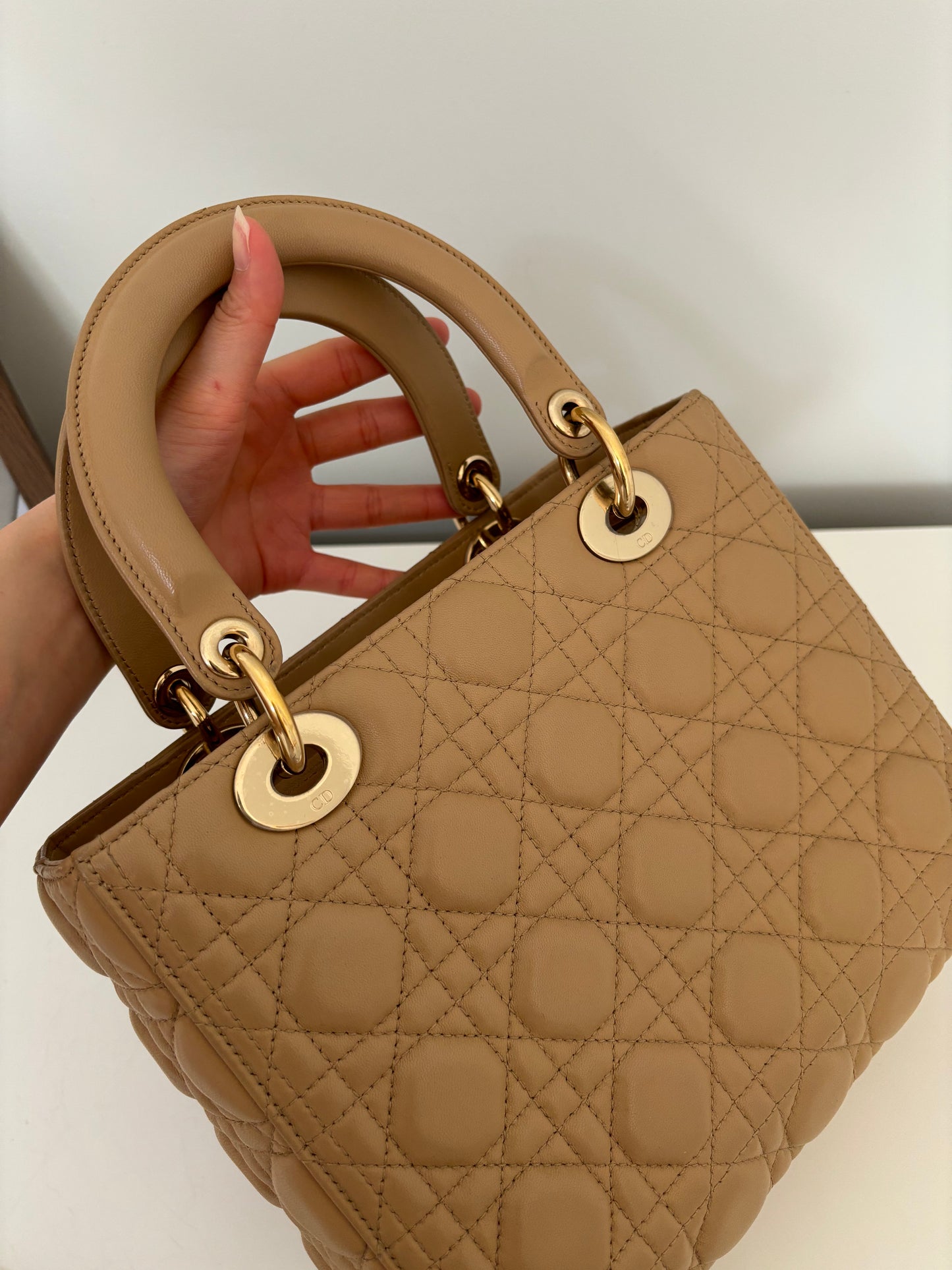 Lady Dior Medium in Biscuit Beige with LGHW