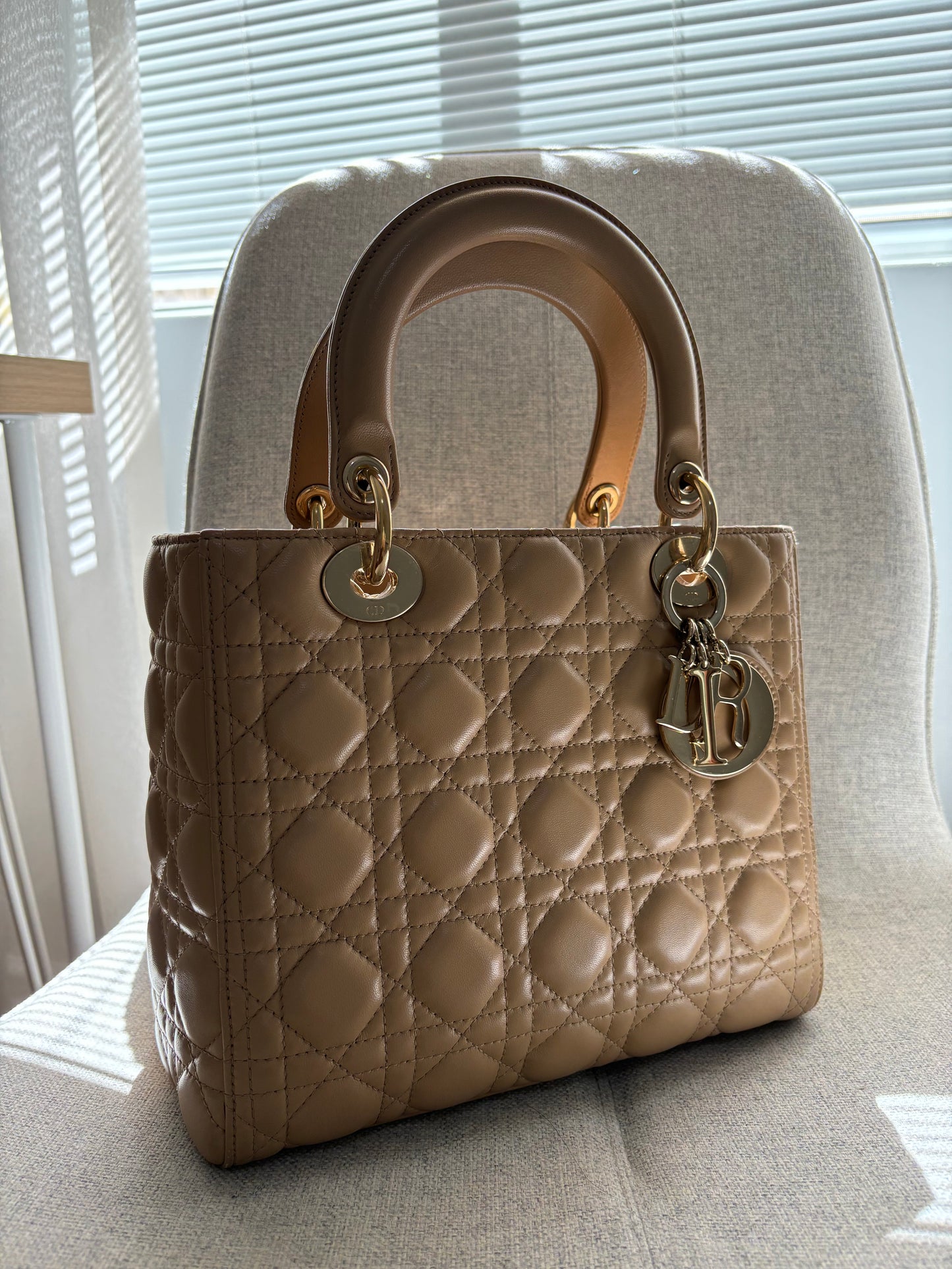 Lady Dior Medium in Biscuit Beige with LGHW