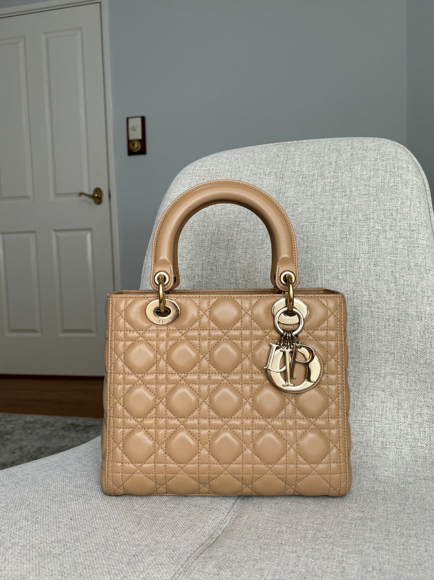 Lady Dior Medium in Biscuit Beige with LGHW