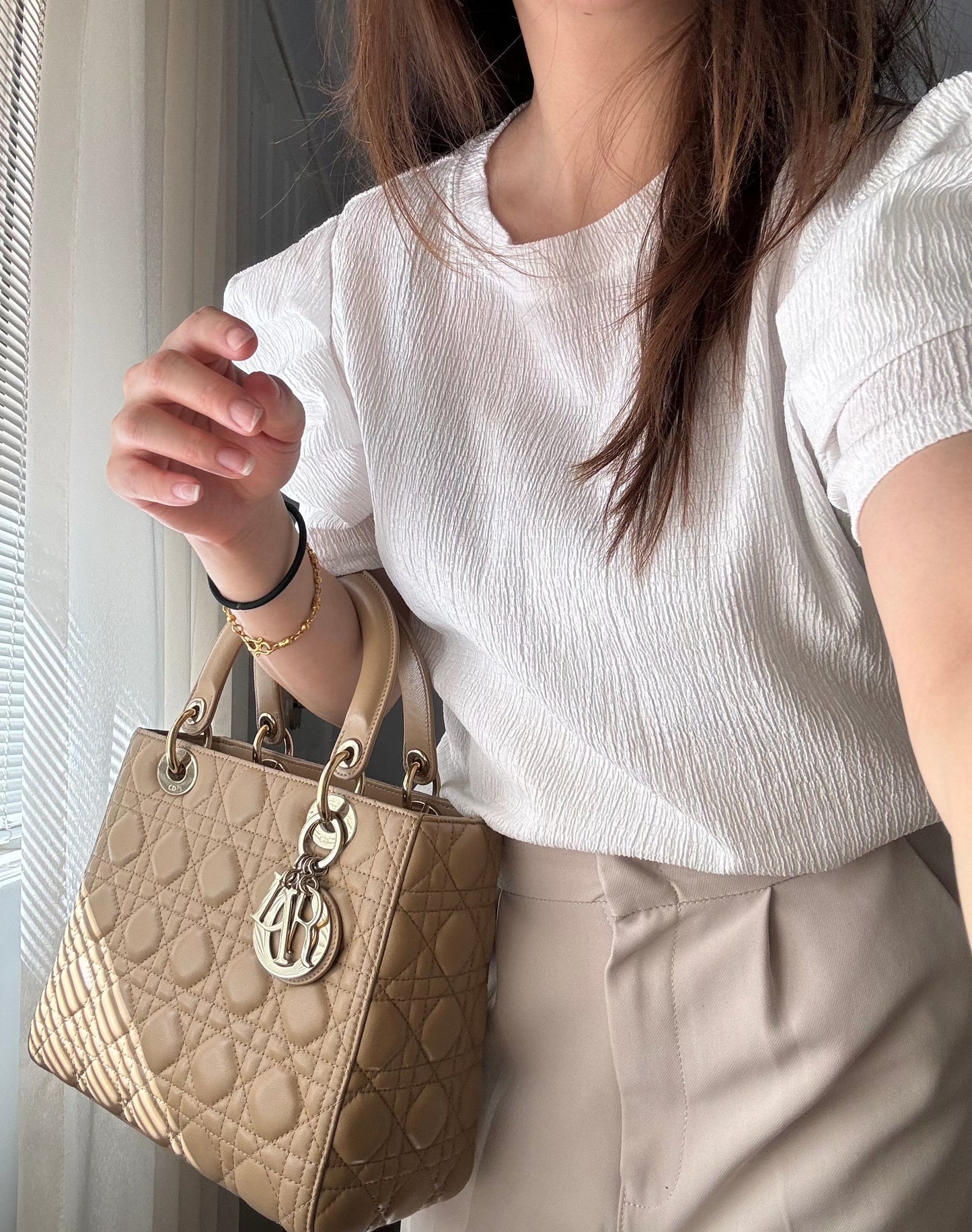 Lady Dior Medium in Biscuit Beige with LGHW