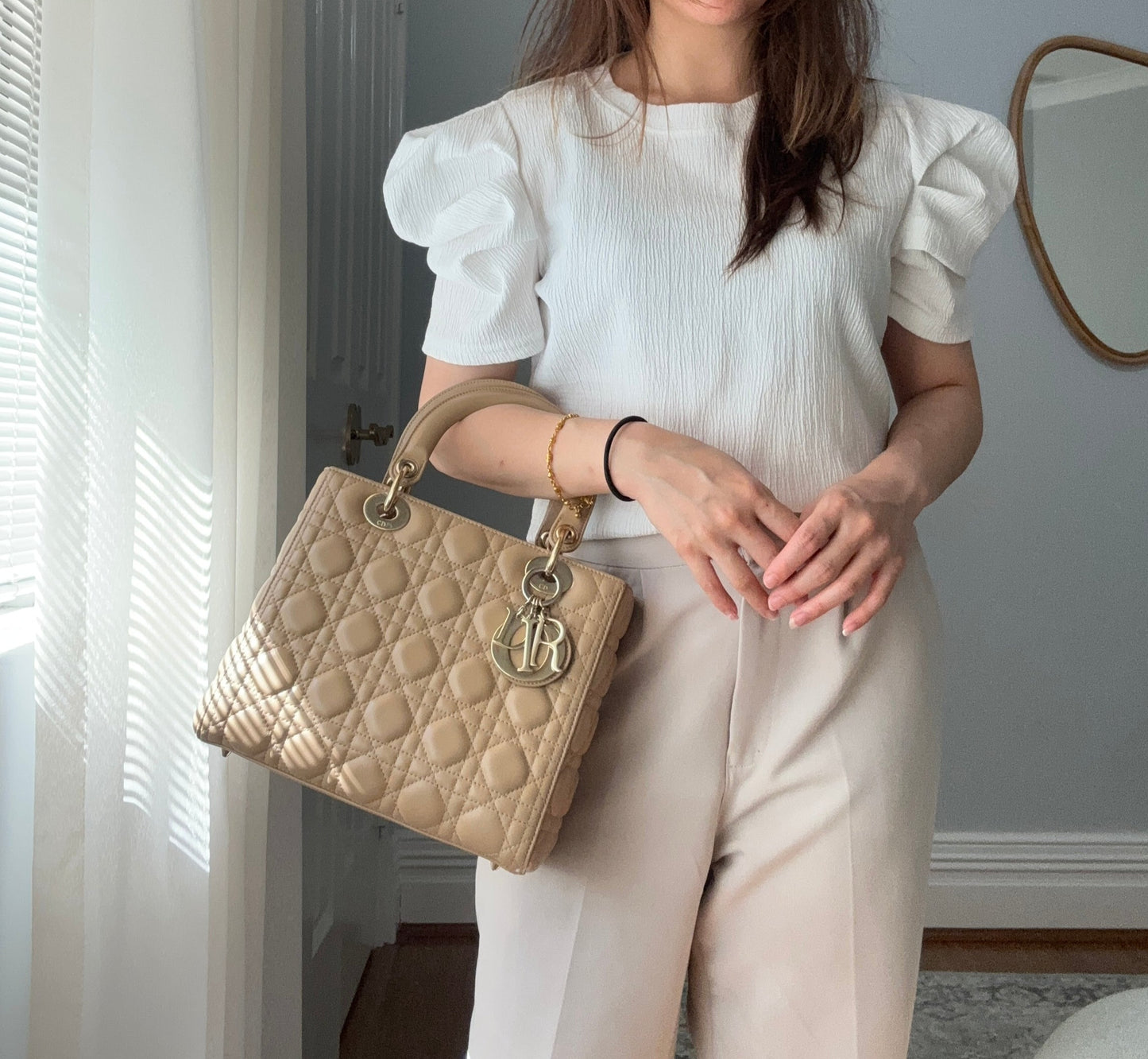 Lady Dior Medium in Biscuit Beige with LGHW