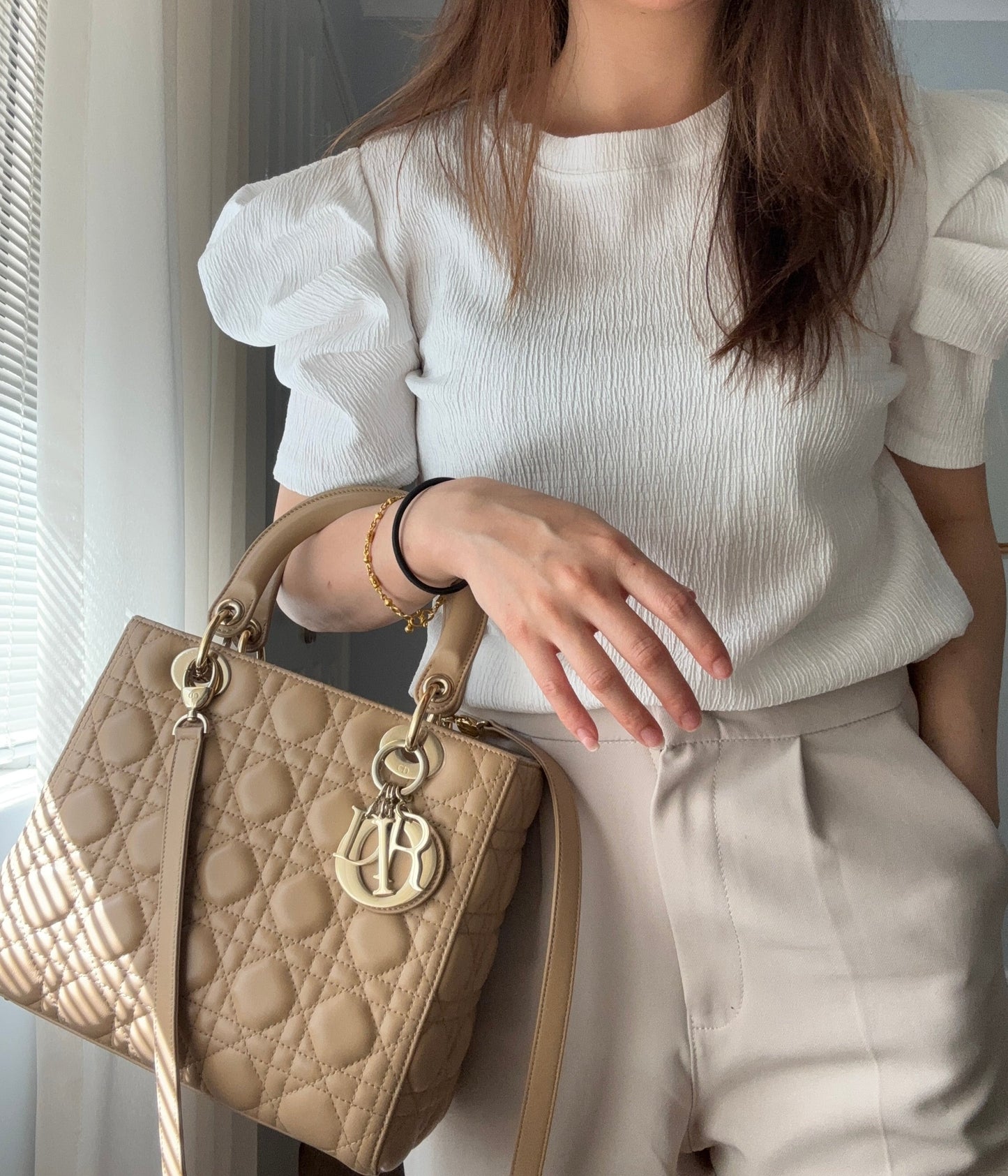 Lady Dior Medium in Biscuit Beige with LGHW