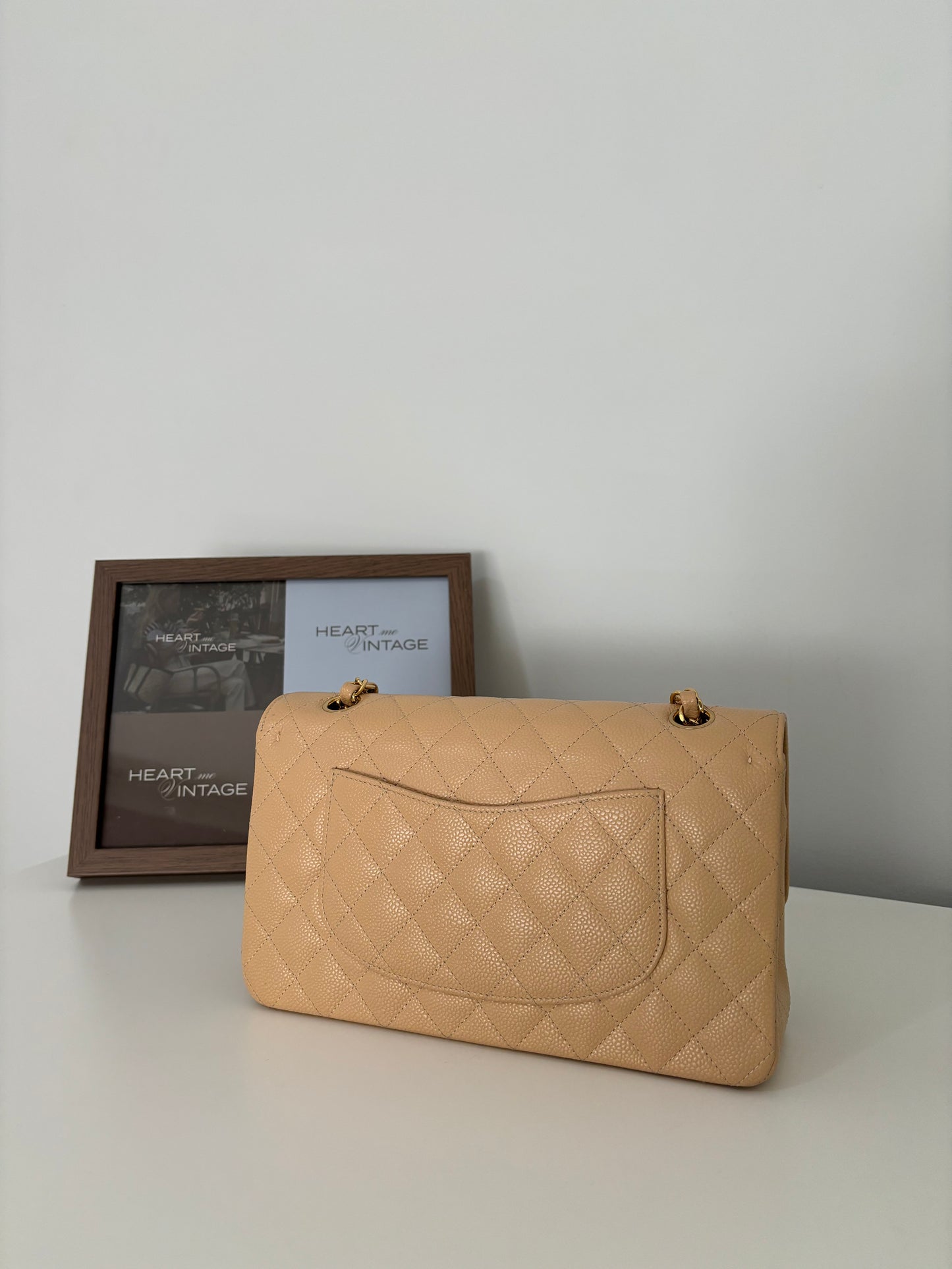 Chanel Medium Classic Flap in Caviar Beige Claire GHW