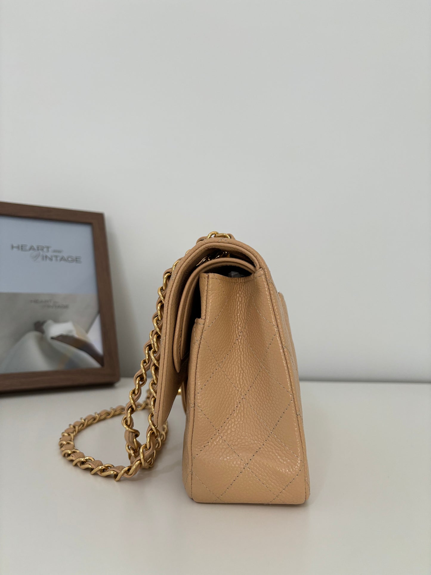 Chanel Medium Classic Flap in Caviar Beige Claire GHW