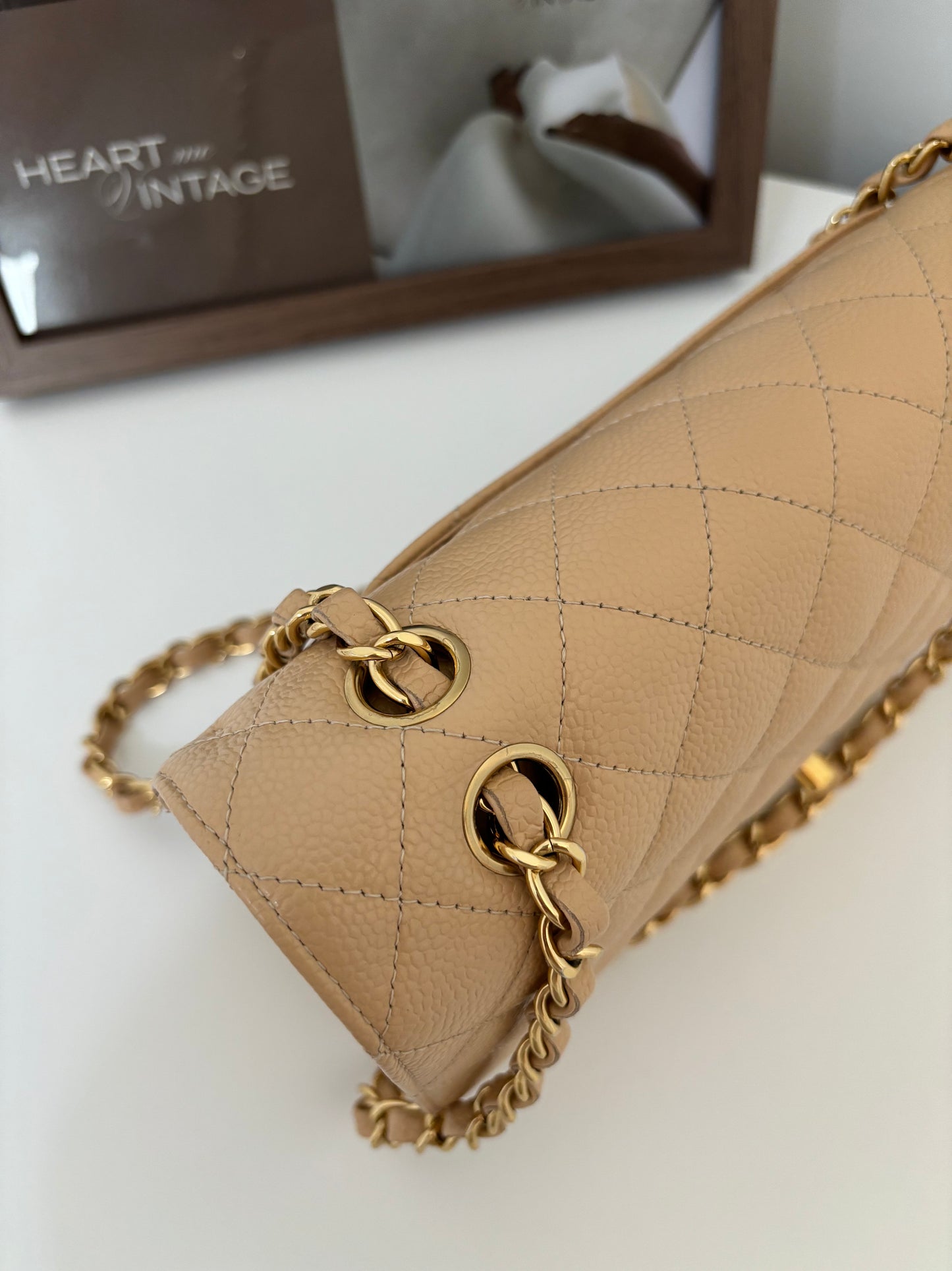 Chanel Medium Classic Flap in Caviar Beige Claire GHW