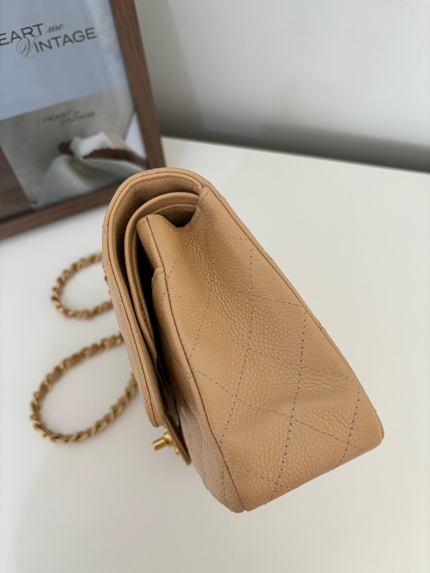 Chanel Medium Classic Flap in Caviar Beige Claire GHW