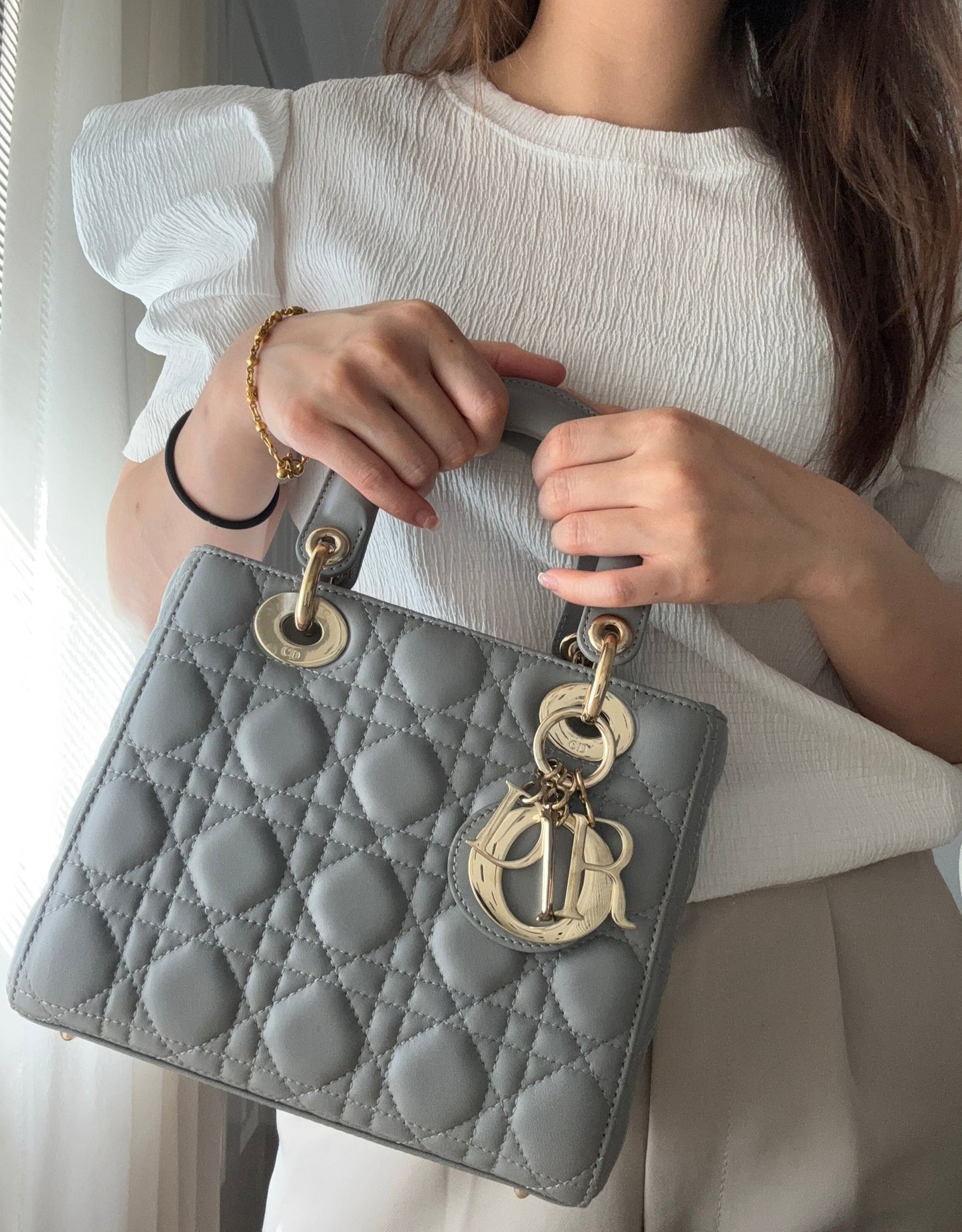 Lady Dior Small Gray with LGHW