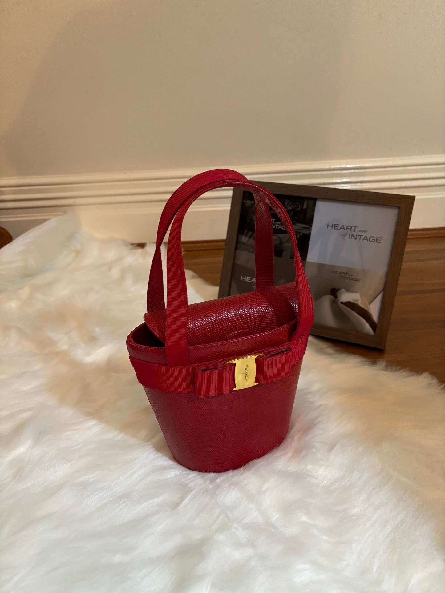 Salvatore Ferragamo Grained Leather Mini Bucket Bag