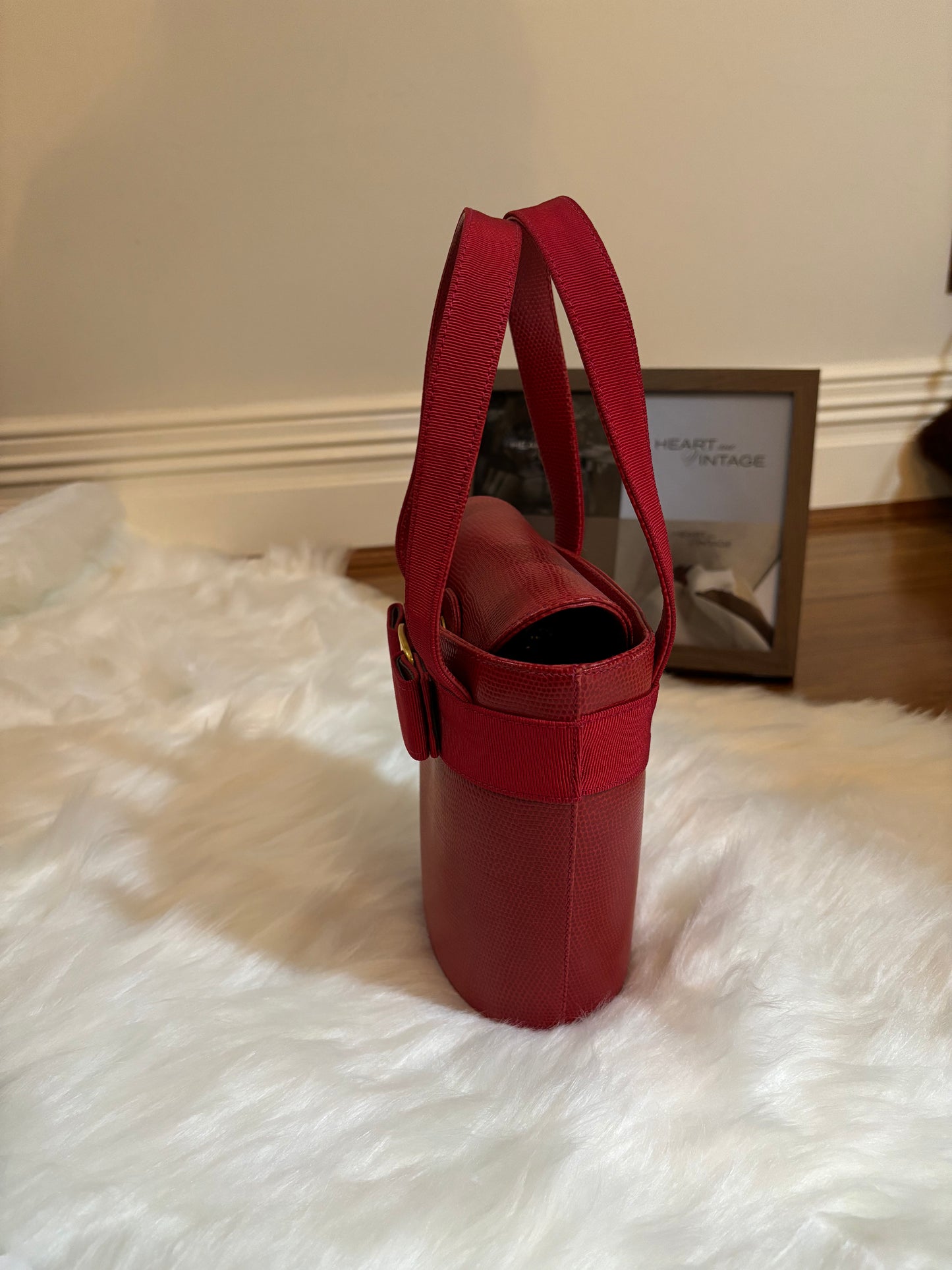 Salvatore Ferragamo Grained Leather Mini Bucket Bag