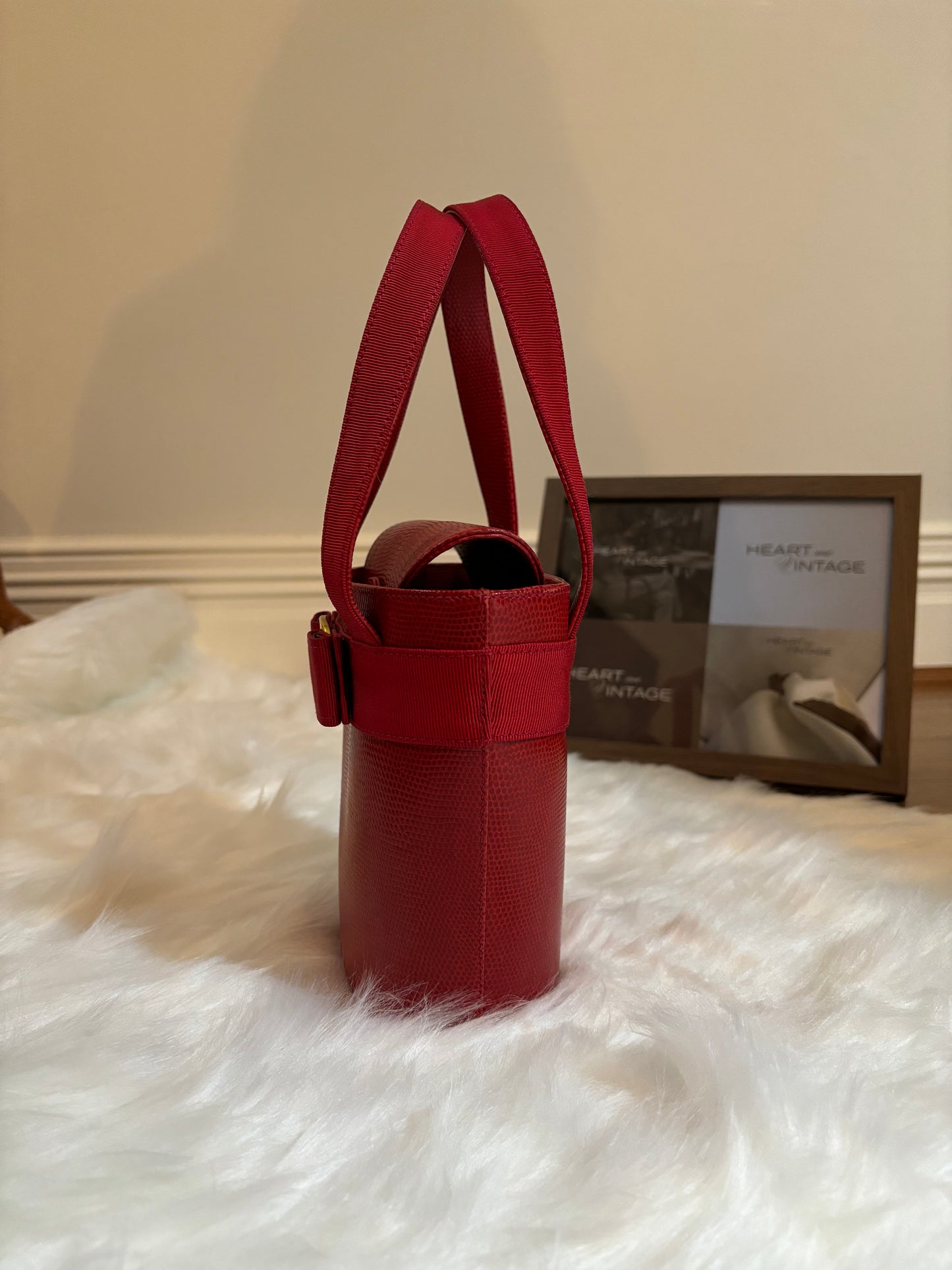 Salvatore Ferragamo Grained Leather Mini Bucket Bag