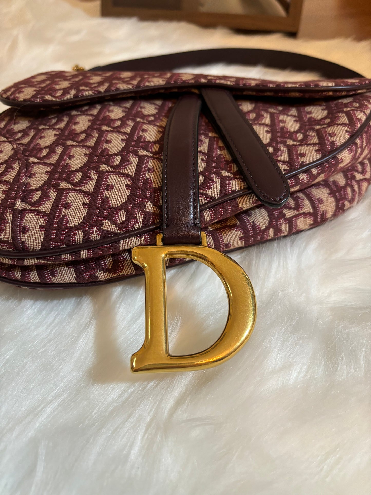 Christian Dior Saddle Bag in Red Oblique Jacquard (2019)