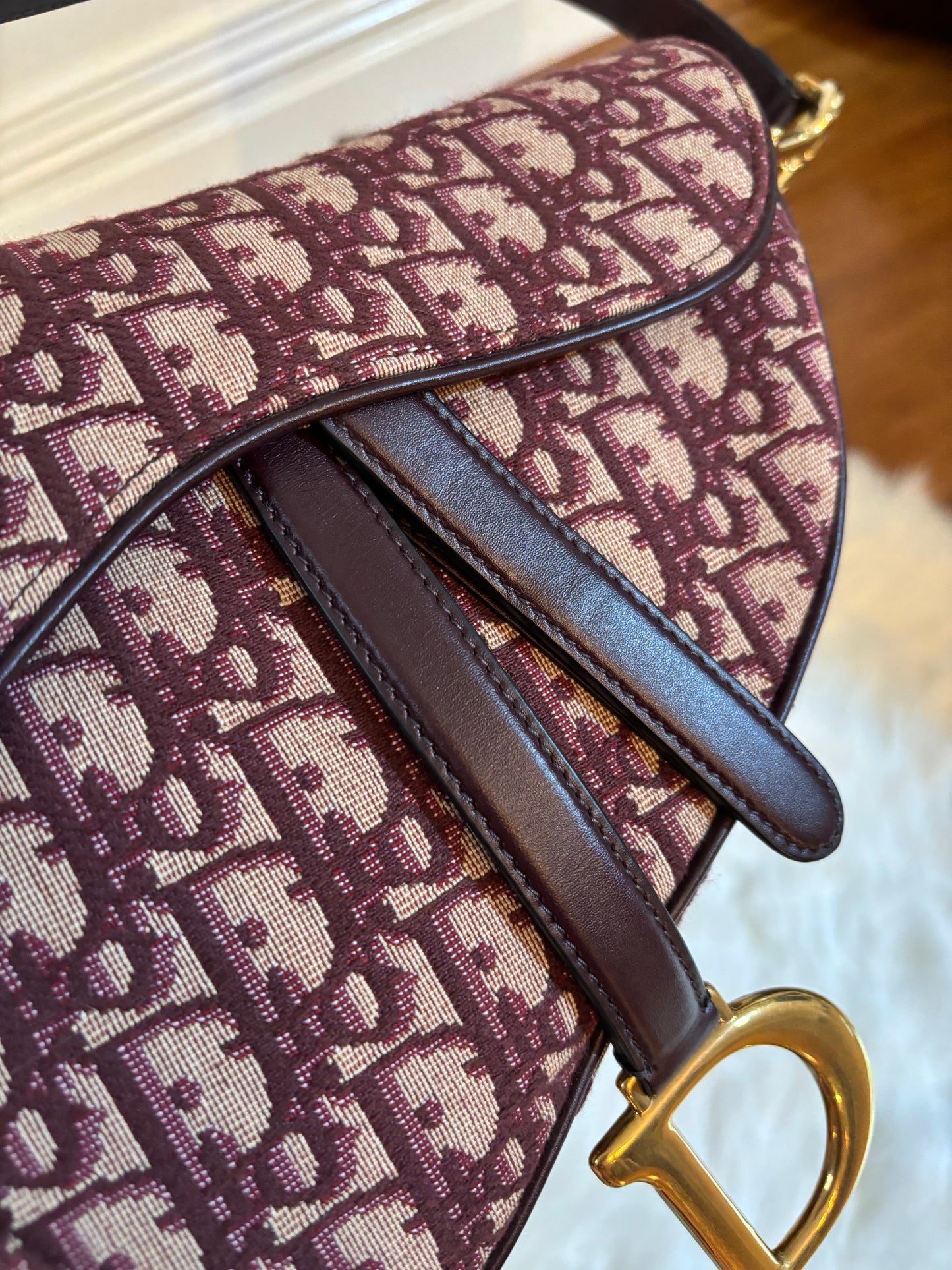 Christian Dior Saddle Bag in Red Oblique Jacquard (2019)