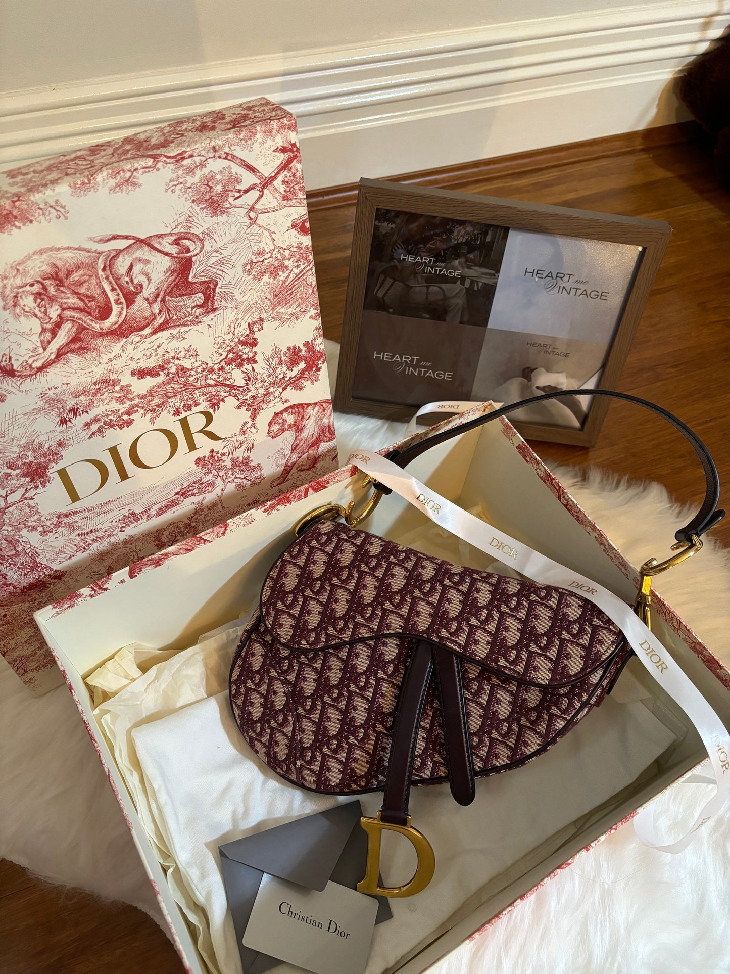 Christian Dior Saddle Bag in Red Oblique Jacquard (2019)