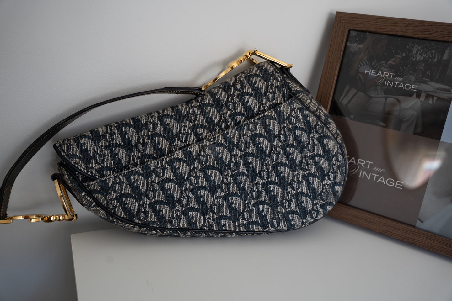 Christian Dior Vintage Blue Oblique Saddle Bag (2001) – Heart Me